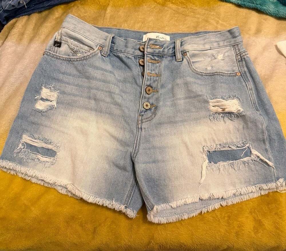 KanCan The Ellyn High Waist Distressed Denim Shorts